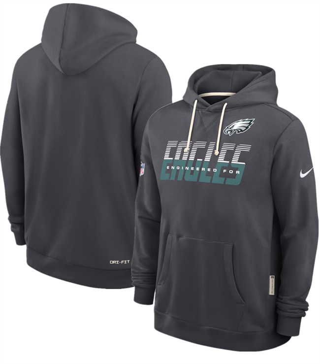 Men's Charcoal Philadelphia Eagles Sideline Standard Issue Top Prospect Dri-FIT Hoodie